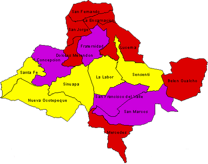 Mapa del departamento de Ocotepeque